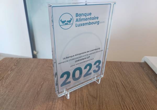 LA BANQUE ALIMENTAIRE LUXEMBOURG, trophee, cnc, gravure, impression, award