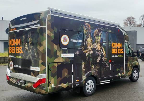armee luxembourgeoise, concept factory, wrapping, canon colorado, vinyle 3M, letzebuerger armei