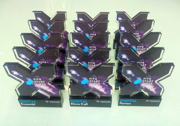 Luxinnovation, Nexus, fit4start, trophee, award, unique, sur mesure, plexiglas, laser, trotec, colorado, acrylique