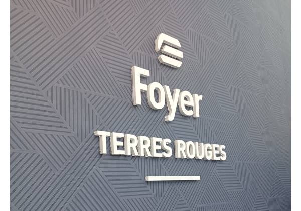 FOYER_terres rouges_belval_logo 3d, letterbox, enseigne mur, rétro éclairage, mécanuméric