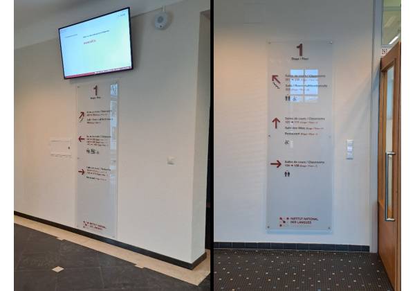 Insitut National des Langues, Luxembourg, signalétiques, plexiglas, digital print, sign
