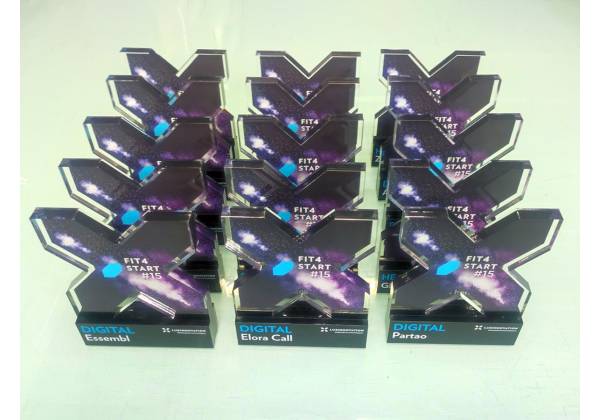 Luxinnovation, Nexus, fit4start, trophee, award, unique, sur mesure, plexiglas, laser, trotec, colorado, acrylique