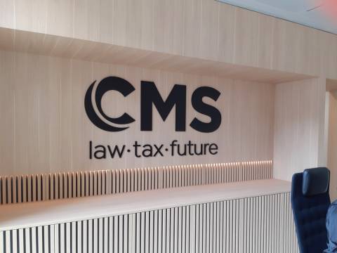 cms, logo 3d, cnc, metal, noir, mat, luxembourg, mécanumeric, cbre