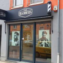 the barbers, enseigne lumineuse kayl, dibond noir mat