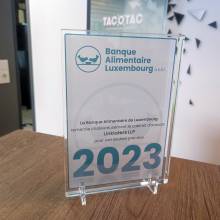 LA BANQUE ALIMENTAIRE LUXEMBOURG, acrylic, plexi, laser, trophee