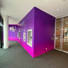 BIL CENTRE, boulevard royal, habillage mural dibond®, impression, wallwrap