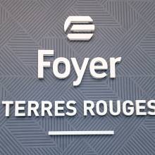 FOYER_terres rouges_belval_logo 3d, letterbox, back light, rétro éclairage, mécanuméric