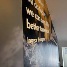 ikano, luxembourg, wall wrapping, logo 3d, découpe laser, plexiglas blanc, office decor