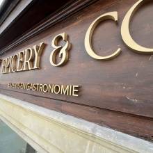 signage, laser, plexiglas, gold, or, luxembourg