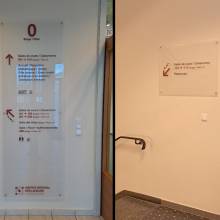 INL, Luxembourg, signalétiques, plexiglas, directionnelle, impression digitale canon océ arizona UV