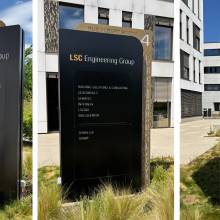 LSC ENGINEERING GROUP, Contern, totem, double face, lumineux, cnc, led, fraisage, dibond, plexiglas, rue albert simon
