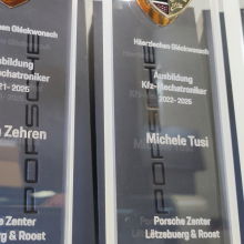 porsche zenter, luxembourg, roost, trophée, gravure laser, losch