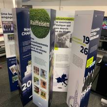 raiffeisen, totem, dibond, rockhal, grand format, colorado serie-m, communication