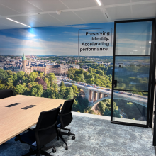 ricoh, luxembourg, discrétion, adhésif, effet 3d, verre cannelé, sablage